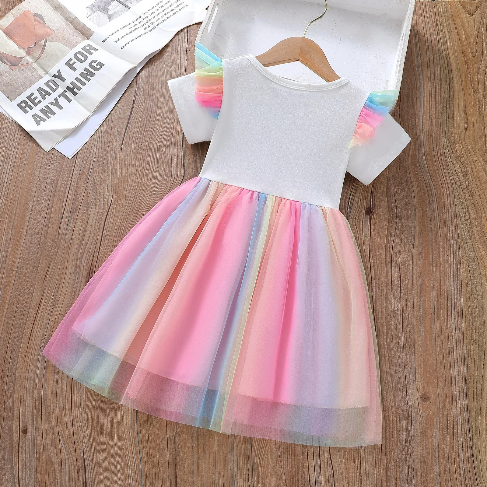 Unicorn Girls Dress 2025 New Kids Clothes Summer Short sleeve Princess Dresses Party Baby Dresses for Children Rainbow 2-8Y