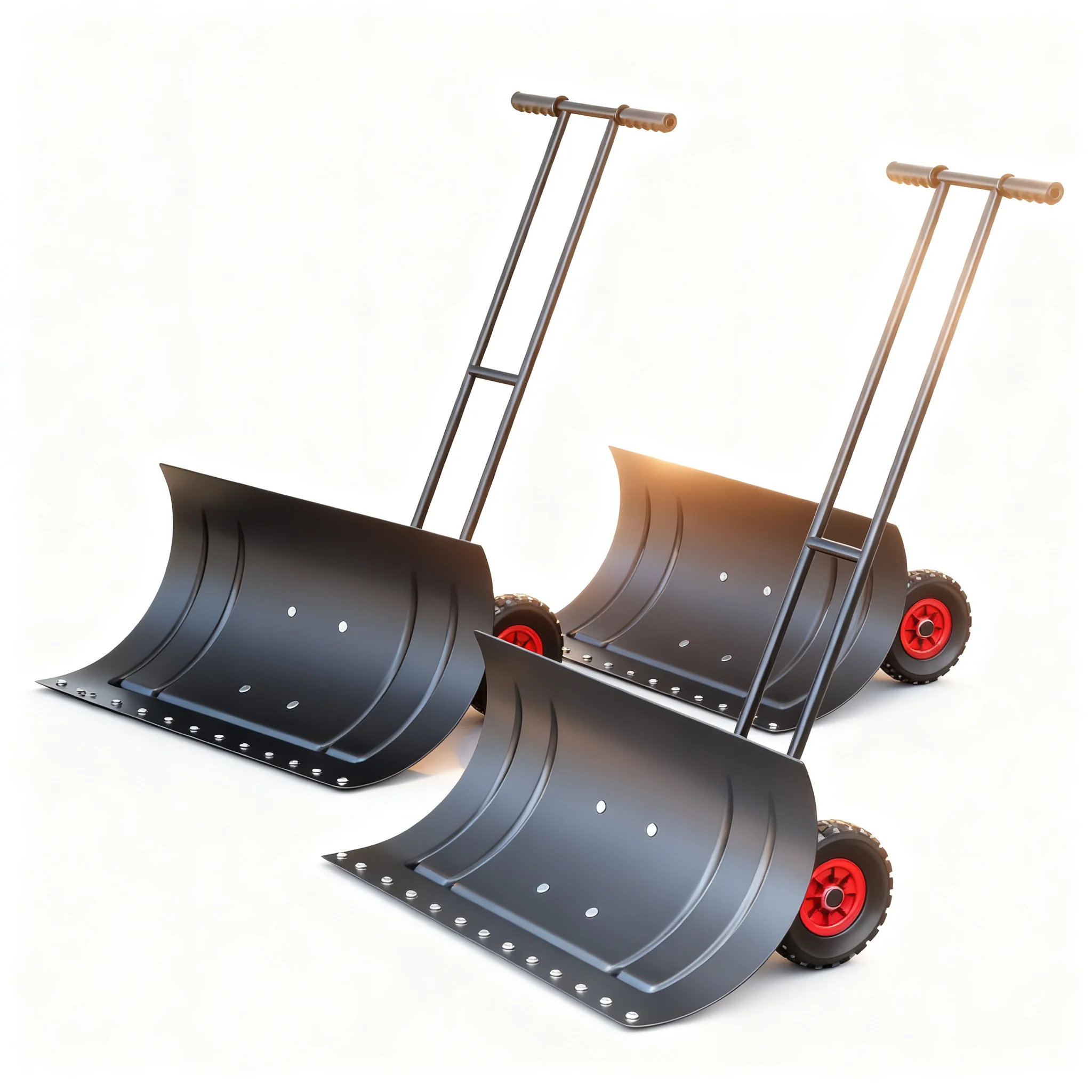 Hand Push Wheeled Snow Pusher, Large Snow Removal Tool with Wheels for Snow Clearing