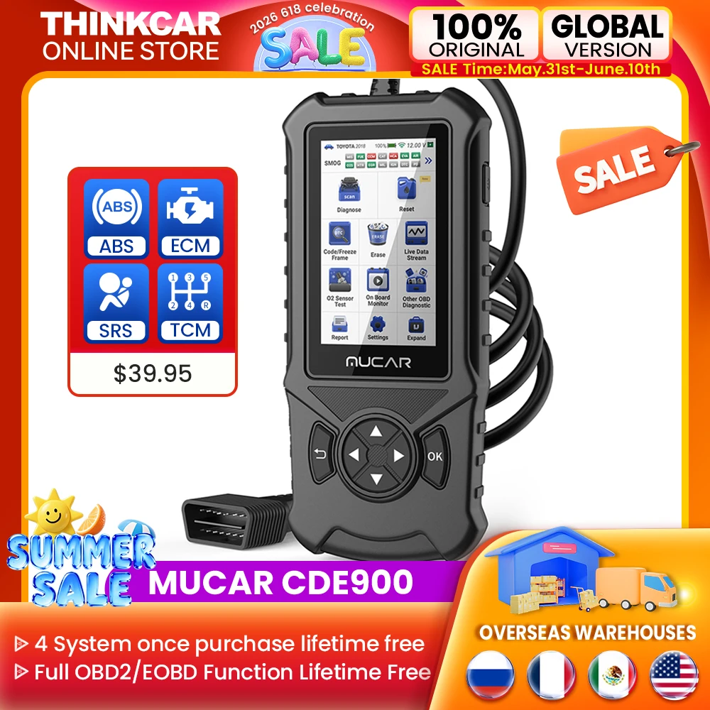 MUCAR-herramienta de diagnóstico automotriz CDE900, autoescáner OBD2 con ABS, SRS, TCM, sistema de motor, actualización gratuita de por vida, lector