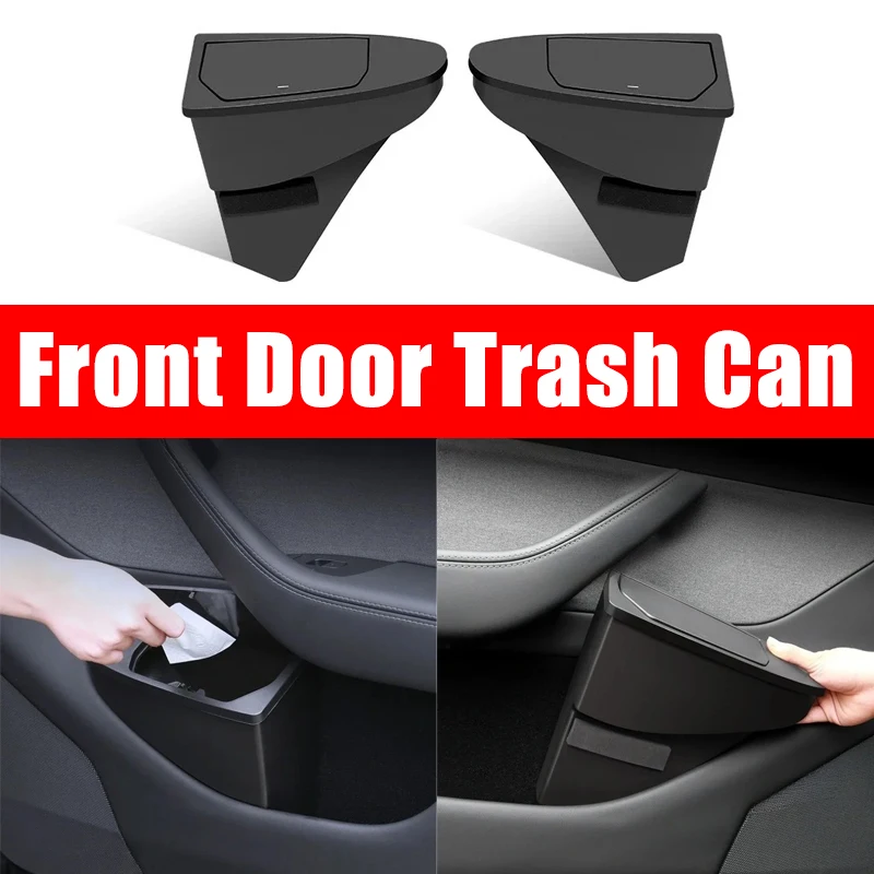 

Front Door Trash Can for Tesla Model Y Juniper 2025+ ABS Odorless Trash Can, Scratch-resistant Waterproof Storage Box Auto Parts