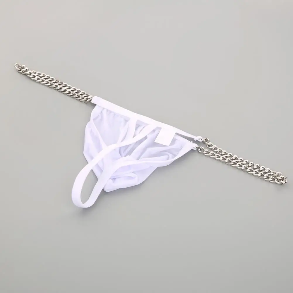 Comfortable Slim Fit Men Thong Men Thong Underwear Men's Ice Silk Thong Underwear with Metal Chains Hollow Out for High image 6
