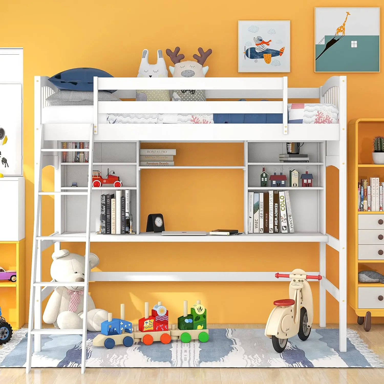 Twin Loft Bed with Desk (White Loft Bed with Desk)