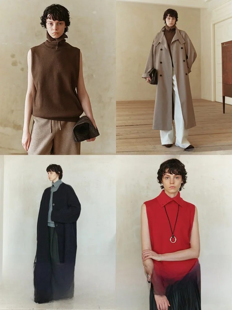 

COOBLOOM: Новая осенняя вязаная кофта с высоким воротником и отложным воротником, свободный крой, шерстяная смесь, для многослойных образов, женская повседневная модель