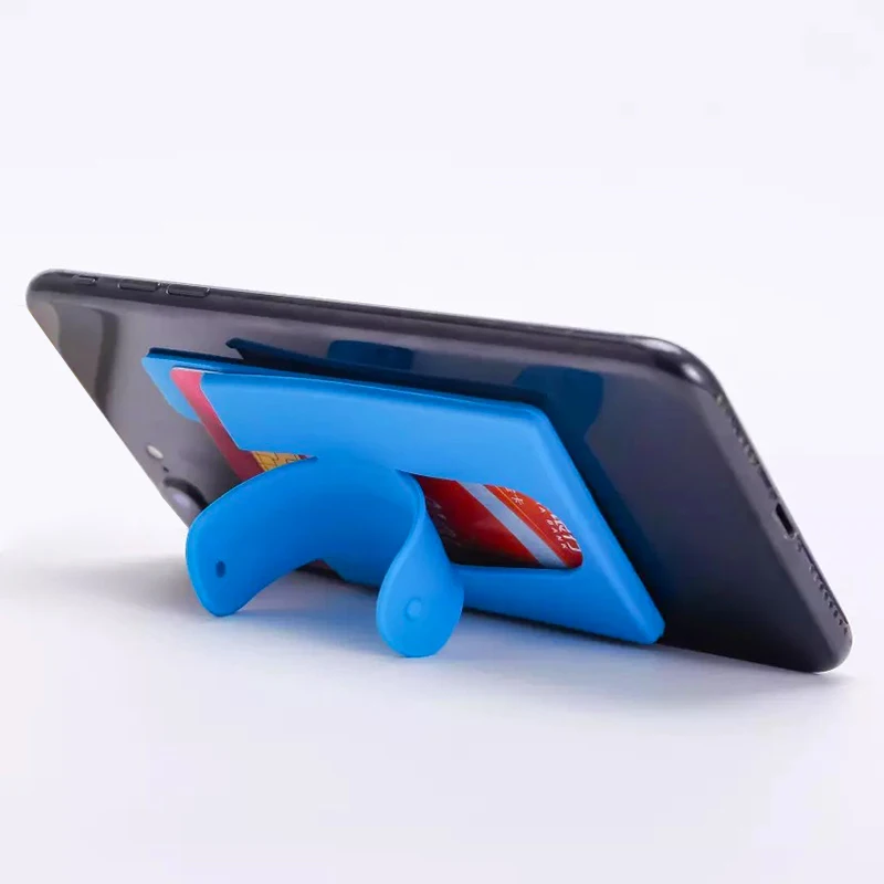 1 Piece Silicone U-shaped Holder Case Pouch For Cell Phone Colorful Card Holder Fashion Adhesive Sticker Back Cover