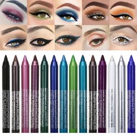 Colourful Eyeliner Pen High Pigmented Pearly Shimmer 14Colors Metallic Smokey Eyeliner Long Lasting Waterproof Punk Gothic Style