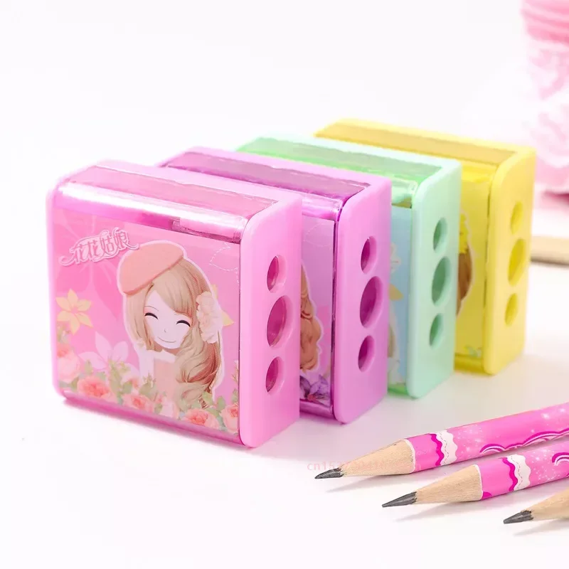 Flower Girl Pencil Sharpener Girl Hand Cranked Small Specialized Kindergarten Thick Triangle Pencil Sharpener Wholesale school