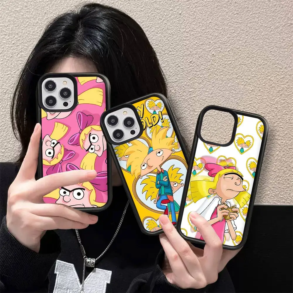Cartoon Hey A-Arnold Cool Phone Case For IPhone 17 16 Pro Max 11 12 13 14 15 Hard PC+TPU Bracket Back Cover