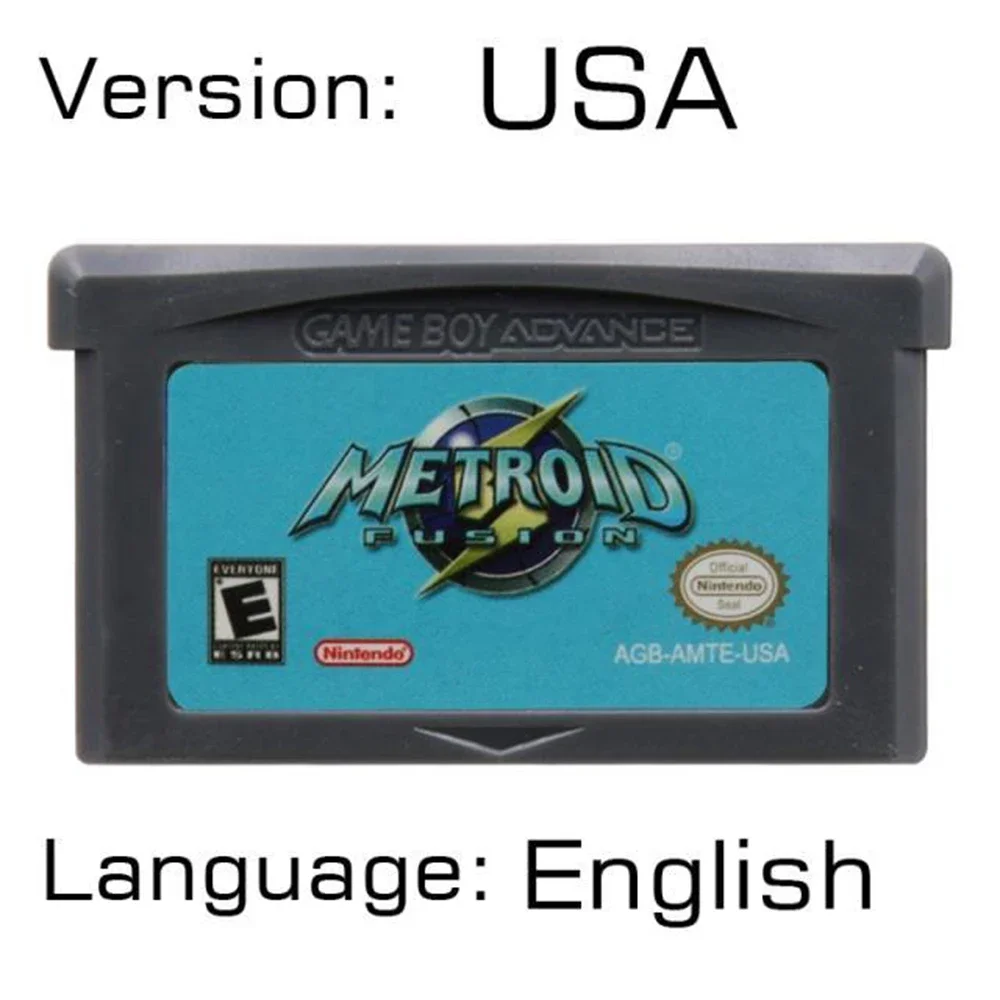 Cartuccia di gioco per console di gioco GBA Video a 32 bit Serie Metroid Fusion Zero Mission Versione americana Versione europea. Nostalgia classica