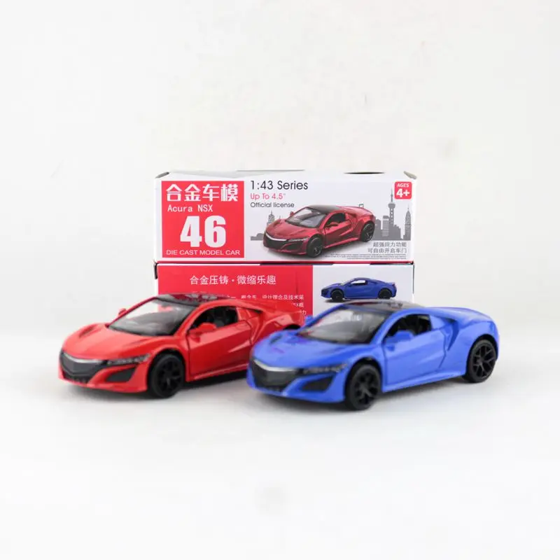 1/42 Honda Acura NSX Diecast Metal Toy Vehicle Model Car Pull Back Door Openable Educational Collection Gift Kid Boy Match Box