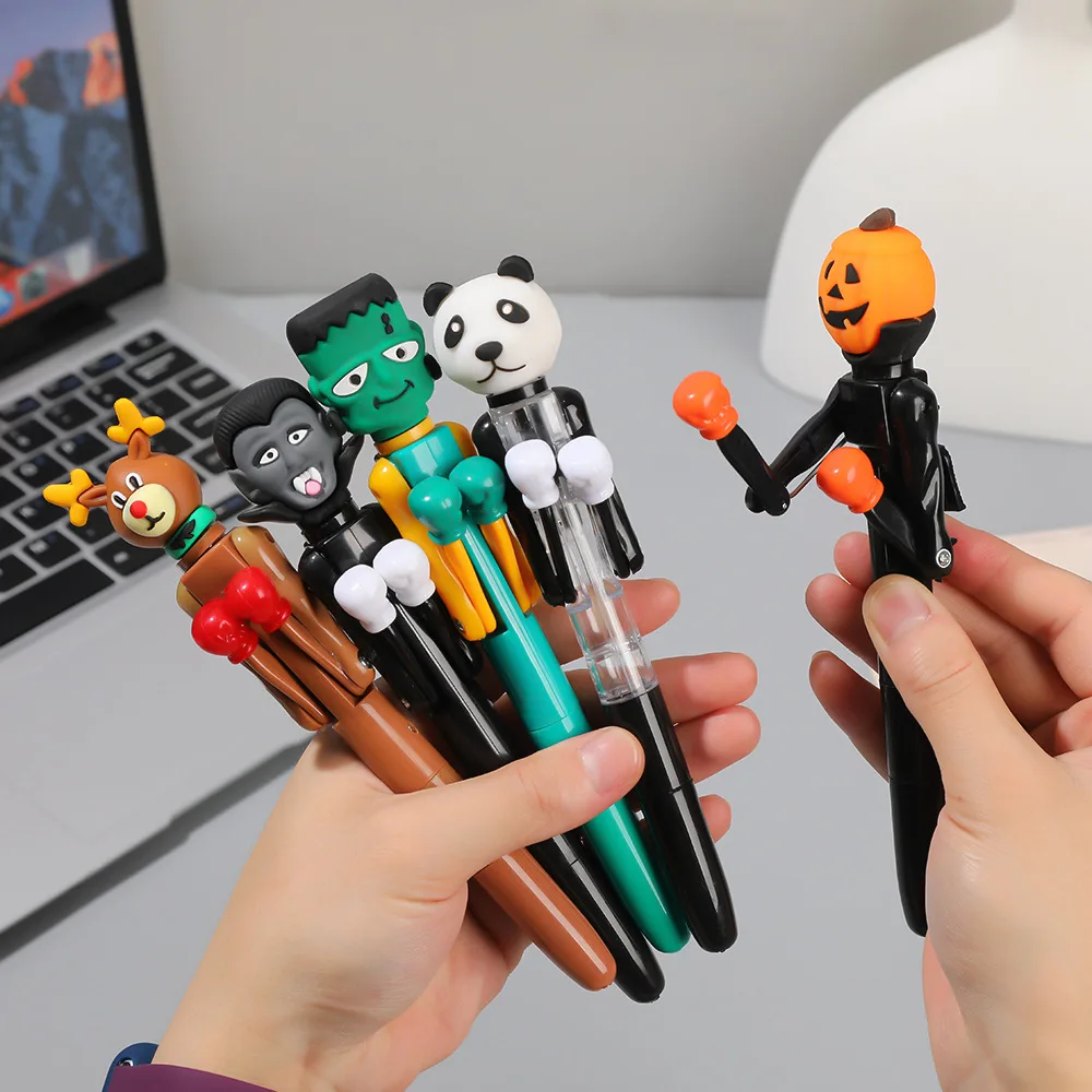 

12 Pcs Decompression ballpoint Pens Personality Funny Student Interaction Creative Boxing Pen Halloween Christmas Stationery