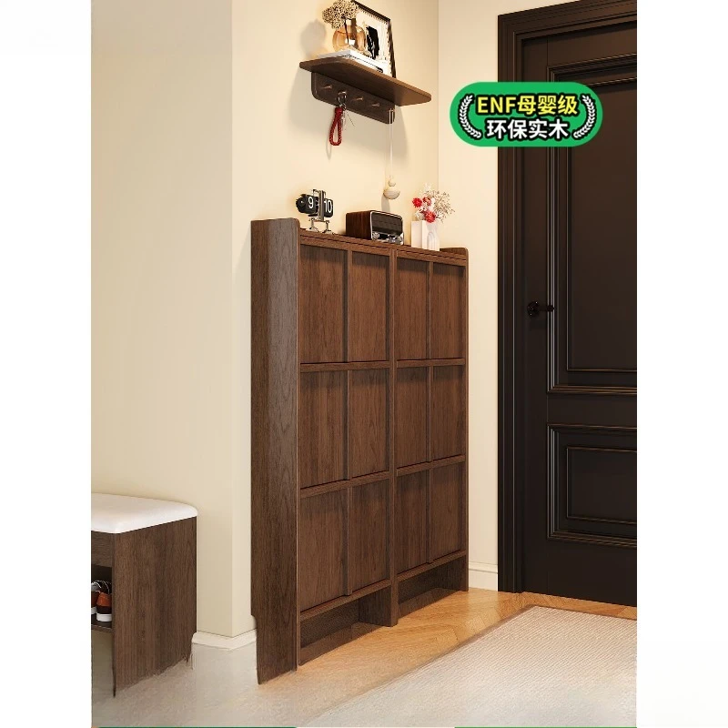 

Laiyi antique shoe cabinet household door shoe rack locker integrated door multi-layer solid wood ultra-thin shoe cabinet