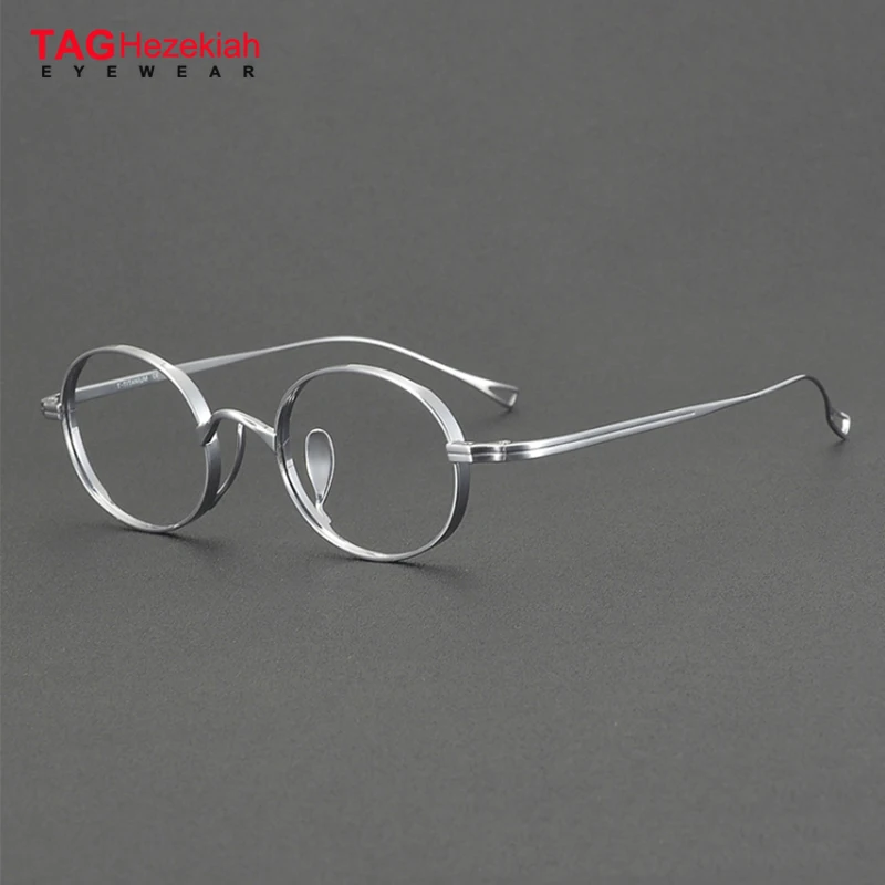 

ROGBAE oval Glasses Frame Men Retro Designer Titanium Eyeglasses KMN-9918 Vintage Luxury Brand Fashion Eyewear Women spectacle