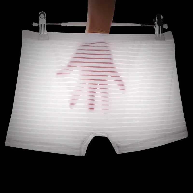 

5 шт. молодежное тонкое прозрачное сексуальное мужское нижнее белье из ледяного шелка, дышащие цельные плоские трусы-боксеры