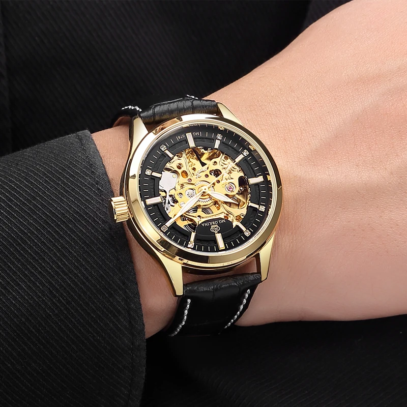 2025 New Men Luxury Automatic Mechanical Watch Waterproof Sports Leather Waterproof Skeleton Watches Mens Relogio Masculino