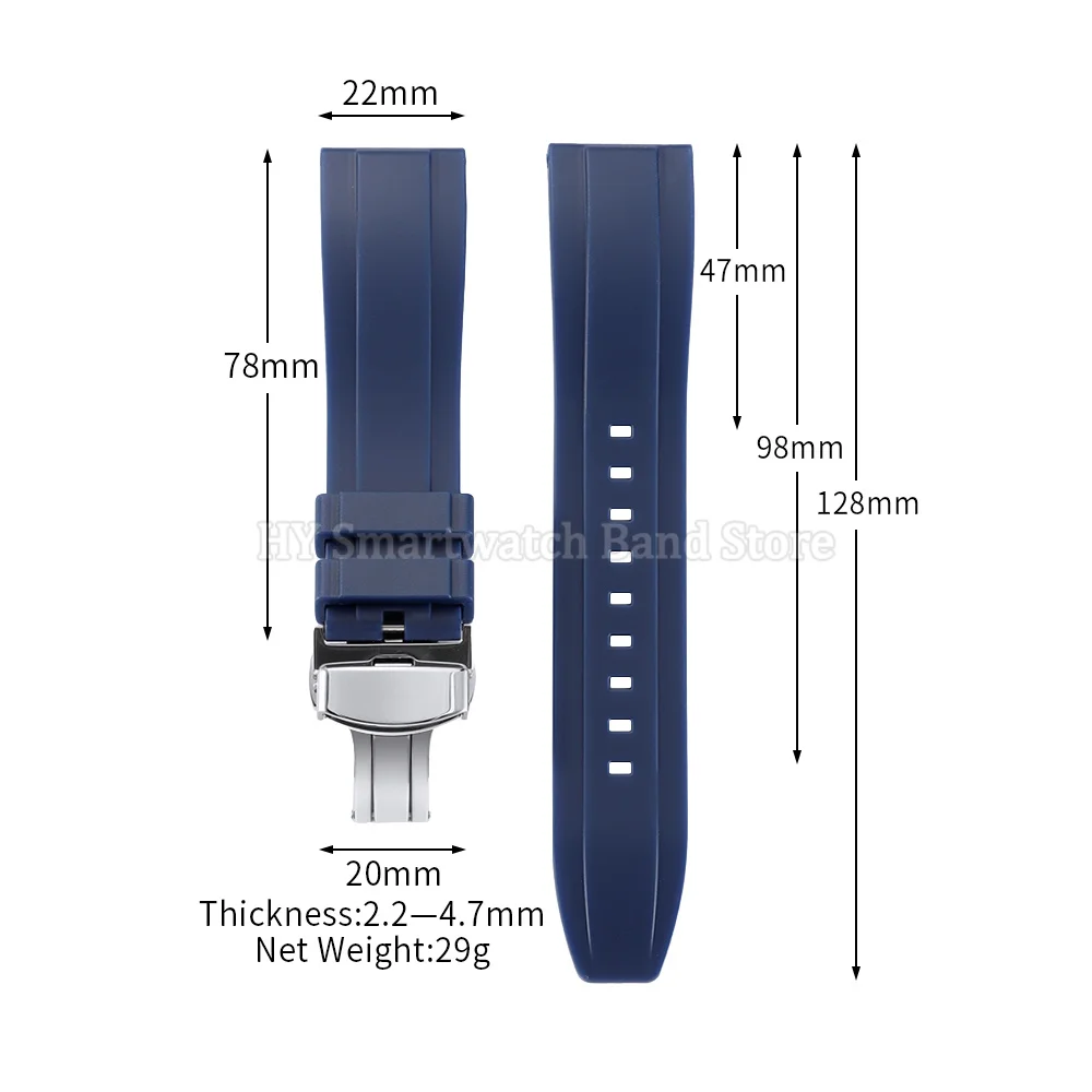18mm 20mm 22mm 24mm Silicone Watch Strap for Omega for Roelx for Huawei Quick Release Belt Fold Clasp Waterproof Rubber Bracelet view 4