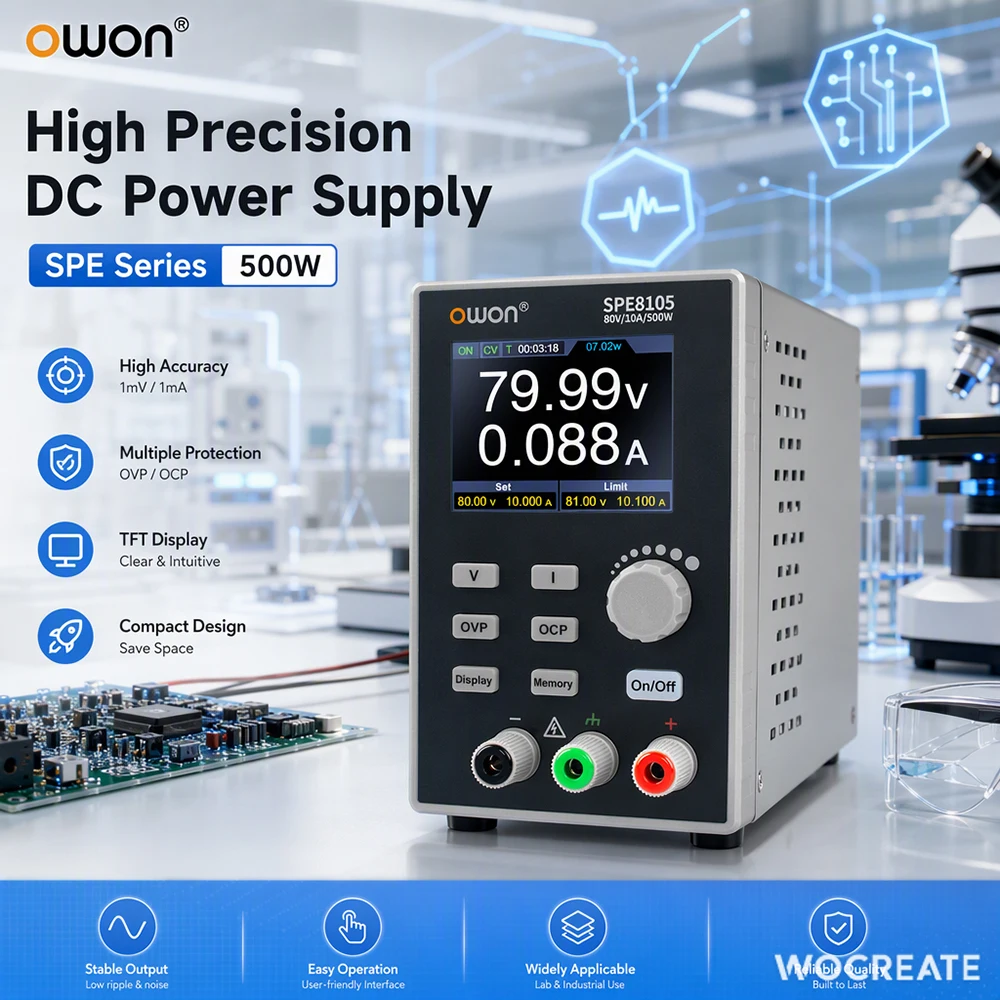 OWON SPE Series 500W Programmable DC Power Supply, Single Channel Bench Power Supply 10mV/1mA Resolution USB SCPI OVP OCP OTP