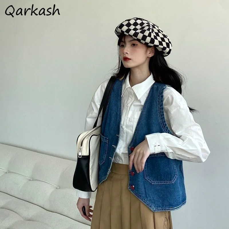 Denim Áo Nữ Vintage Phù Hợp Với Áo Thời Trang Chắc Chắn Mùa Xuân Điện Đơn Tối Giản Unisex Cao Đường Retro Giải Trí Mới