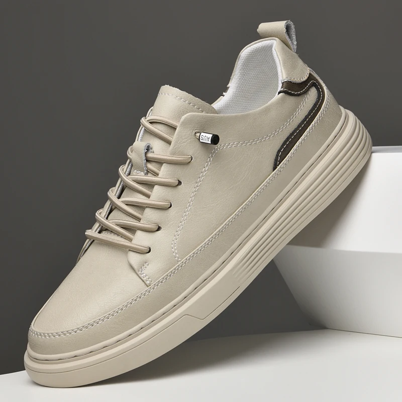

2025 Autumn Men's White Sneakers - Breathable Korean Street Style, Versatile Casual Shoes with Hong Kong Vibes