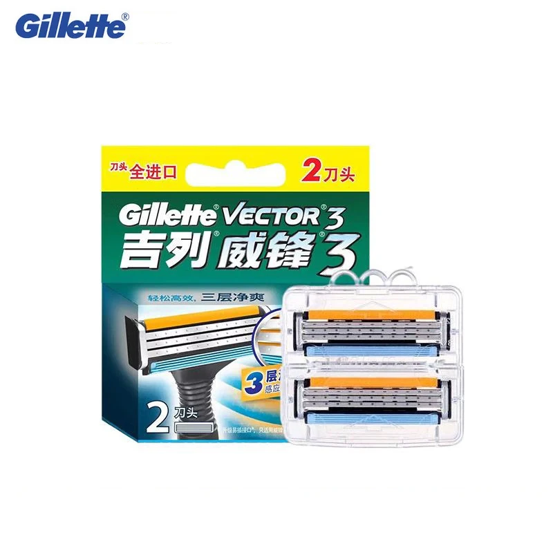 Gillette Vector, 3-лезвийная ручная безопасная бритва, лезвия для бритвы для мужчин, уход за лицом, удаление волос, машина для бритья бороды