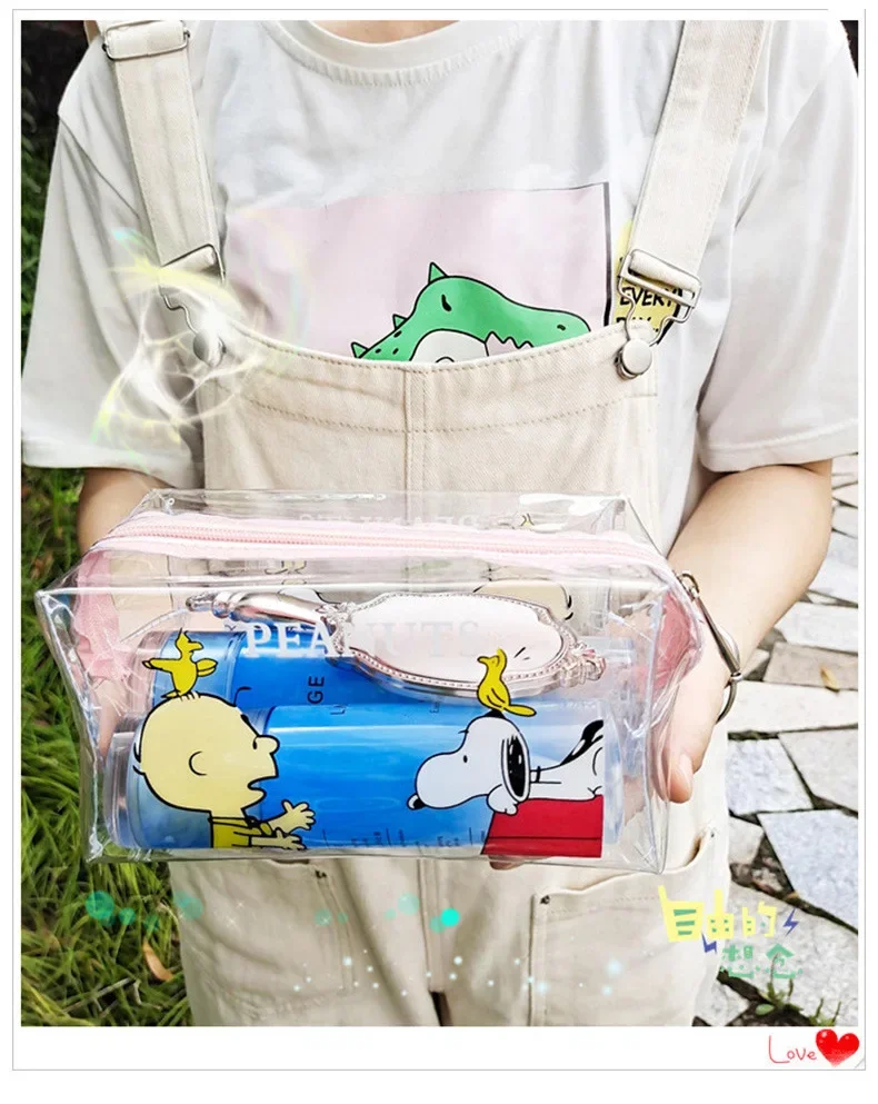 Snoopy Cartoon Makeup Bag Women Necessary Cosmetic Bag Transparent Travel Outdoor Girl Organizer Fashion Small Toiletry Pouch