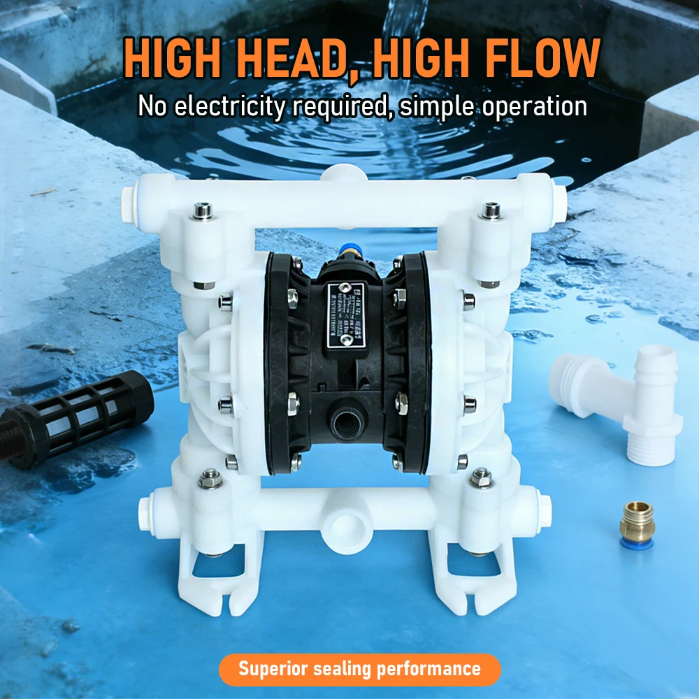 QBY Series Plastic Pneumatic Diaphragm Pump PP Air Operated Chemical Transfer Pump for Chemical & Industrial Fluid Transfer