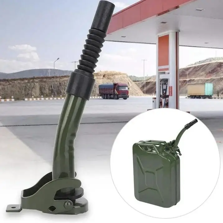 Bico de enchimento de combustível flexível para latas de 5/10/20L, bico derramado de borracha de metal com junta de vedação, derramador de barril de óleo