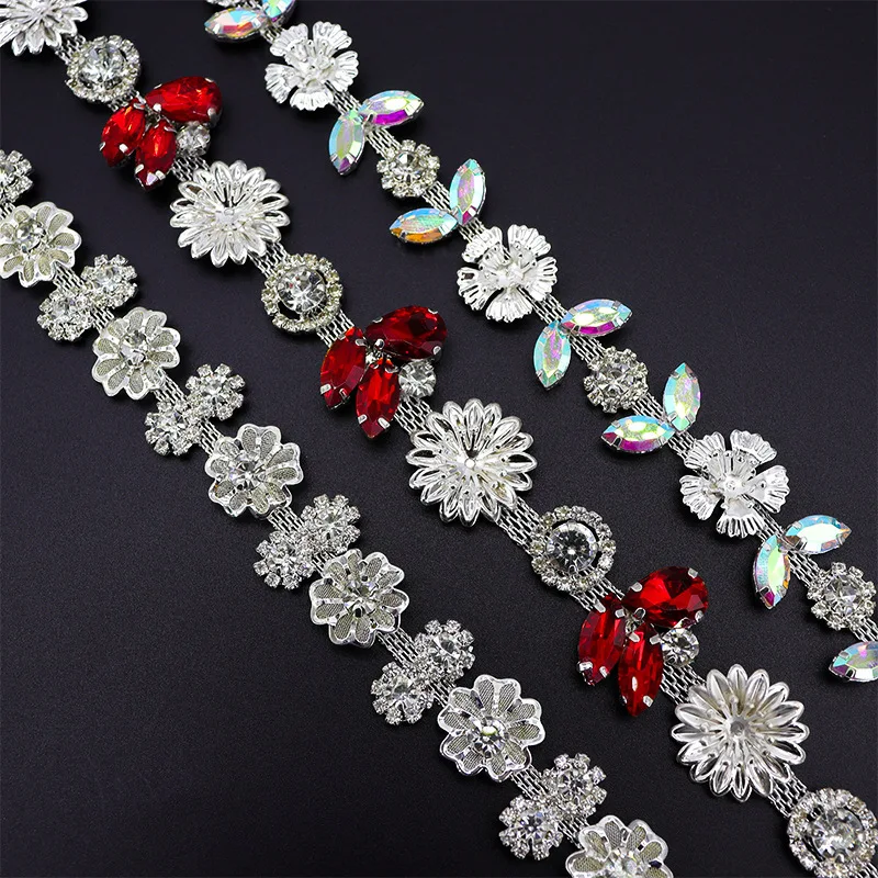 

5-ярдовая цепочка со стразами, блестящие хрустальные аксессуары, украшения для рукоделия, подарки, декор в форме цветка, металлические цепочки с бриллиантами