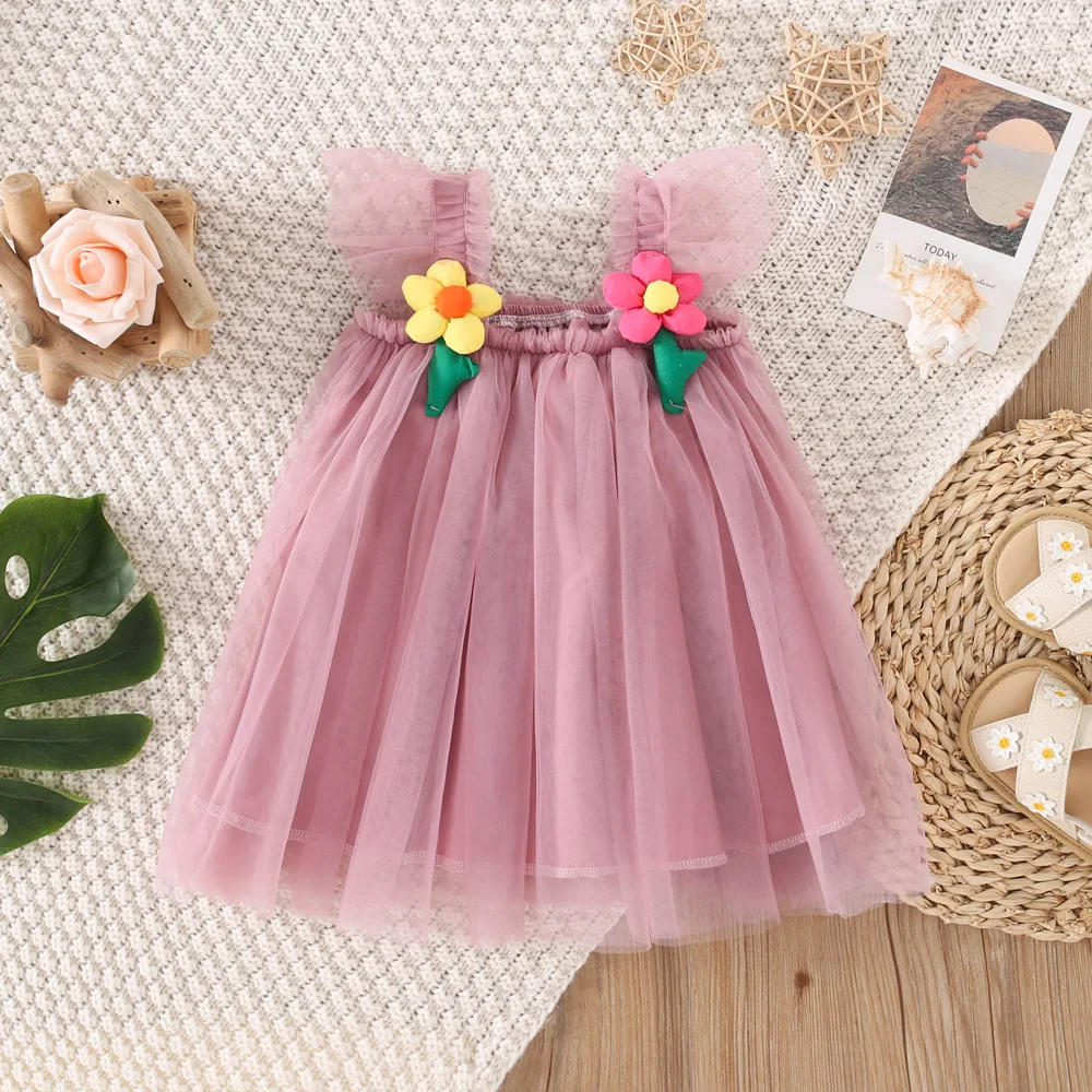 

(0-3 Year Old Baby Girl Princess Dress) Summer New Sweet Chiffon Children'S Sleeveless Clothes Suitable For Wedding Parties