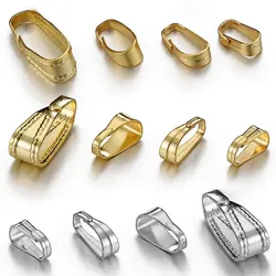 50pcs Gold Color Stainless Steel Buckle Pendants Clasps for DIY Jewelry Making Necklace Charm Connectors Clip Accessories