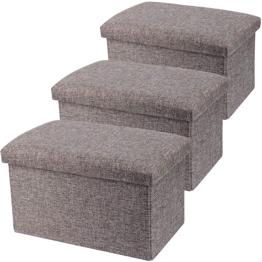 

Набор из 3 складных пуфов-оттоманок размером 15,2 x 9 x 9,4 дюйма, прямоугольная подставка для ног, многофункциональный табурет для гостиной, офиса