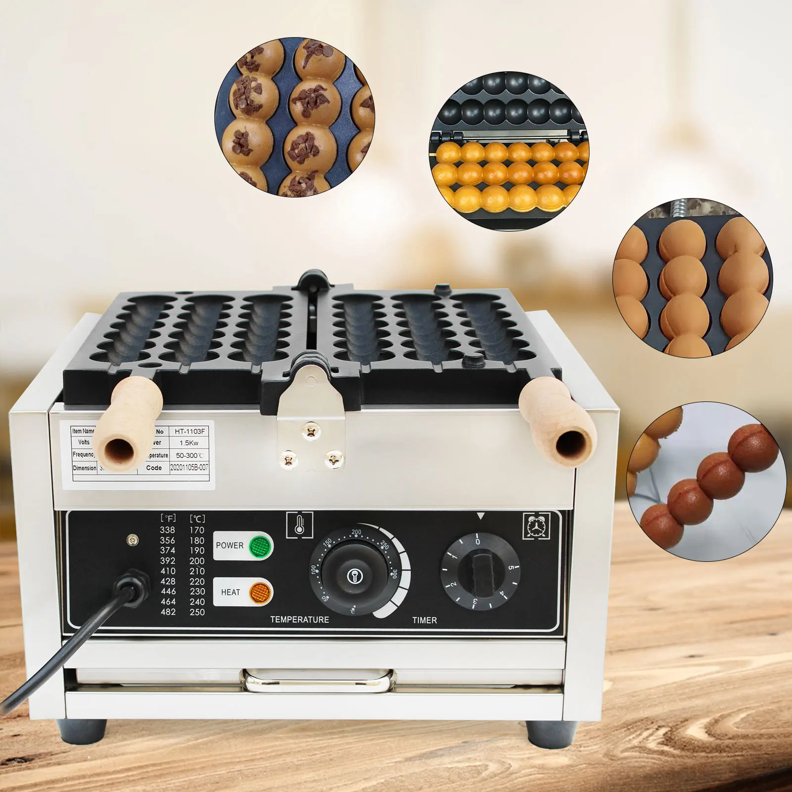 

Commercial Nonstick Electric Waffle Bites Maker Bubble Waffle Ball Machine