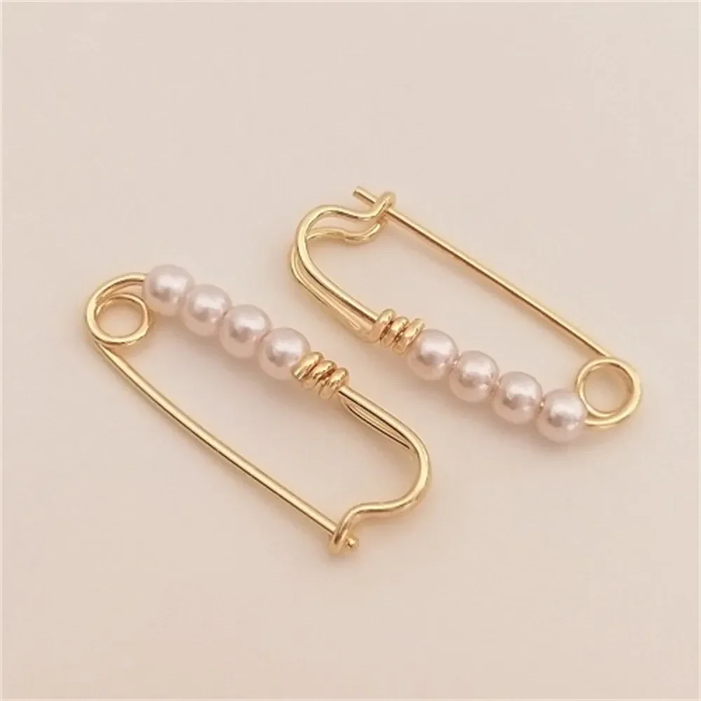 

14K Gold Wrapped Paper Clip Earrings Imitation Pearl Style Niche Design Earrings E068