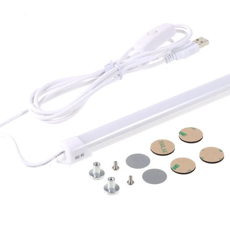 DC5V USB LED Strip Light - Flexible Bar Lamp for Kitchen Closet Bedside with Push Switch Aluminum Under Cabinet Night Lighting