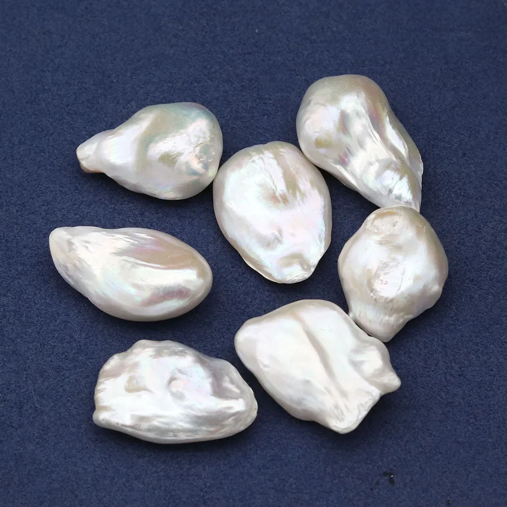 2pcs Tail Pearl Beads Natural Freshwater Pearls Beads Irregular Shape No Hole for DIY Necklace Bracelat  Jewelry Making 25-30mm