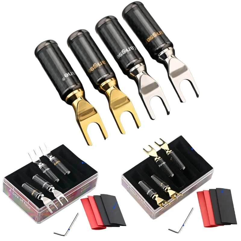 male-speaker-plug-diy-pure-copper-gold-plated-rhodium-plated-hifi-y-plug-u-shaped-red-copper-terminal