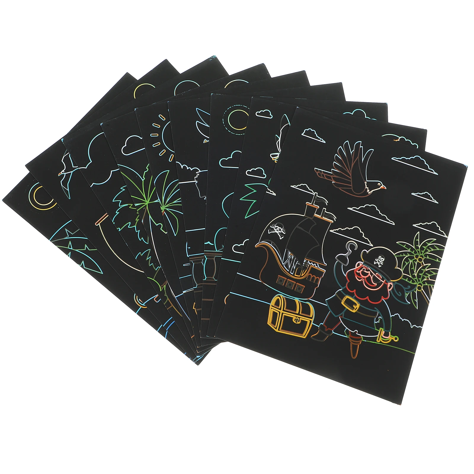

1 set Pirate Scratch Crack Set Kids Scraping Painting Paper Delicate Scratching Drawing Fun Office Supplies Creative Gifts