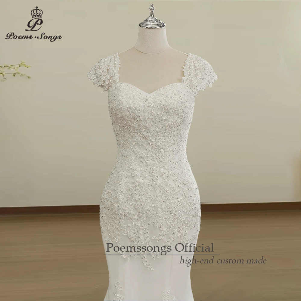 Lindo vestido de casamento personalizado, vestidos de novia, renda e tule, estilo sereia com detalhes requintados para todas as noivas