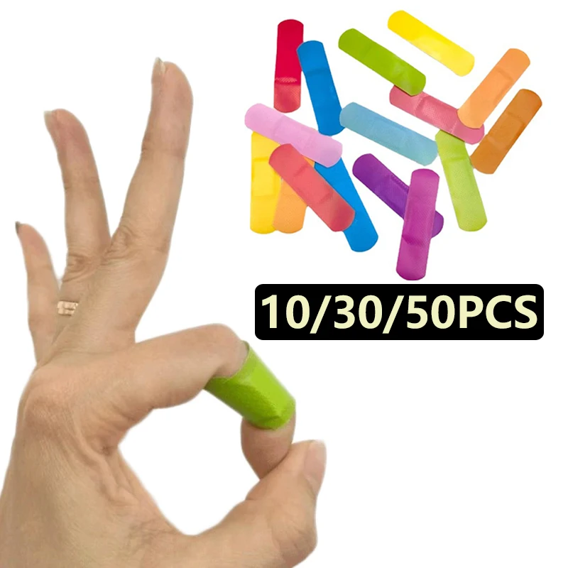 10/30/50pcs Bandage Candy Colored Waterproof Wound Dressing Wound Hemostasis Foot OK Bandage Bandaids Emergency Outdoor School