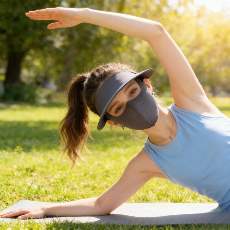 Summer Seamless Hat Mask, One-piece Detachable Ice Silk Face, Gini Neck Protection, Sun Protection, Cycling Cover, Full Face