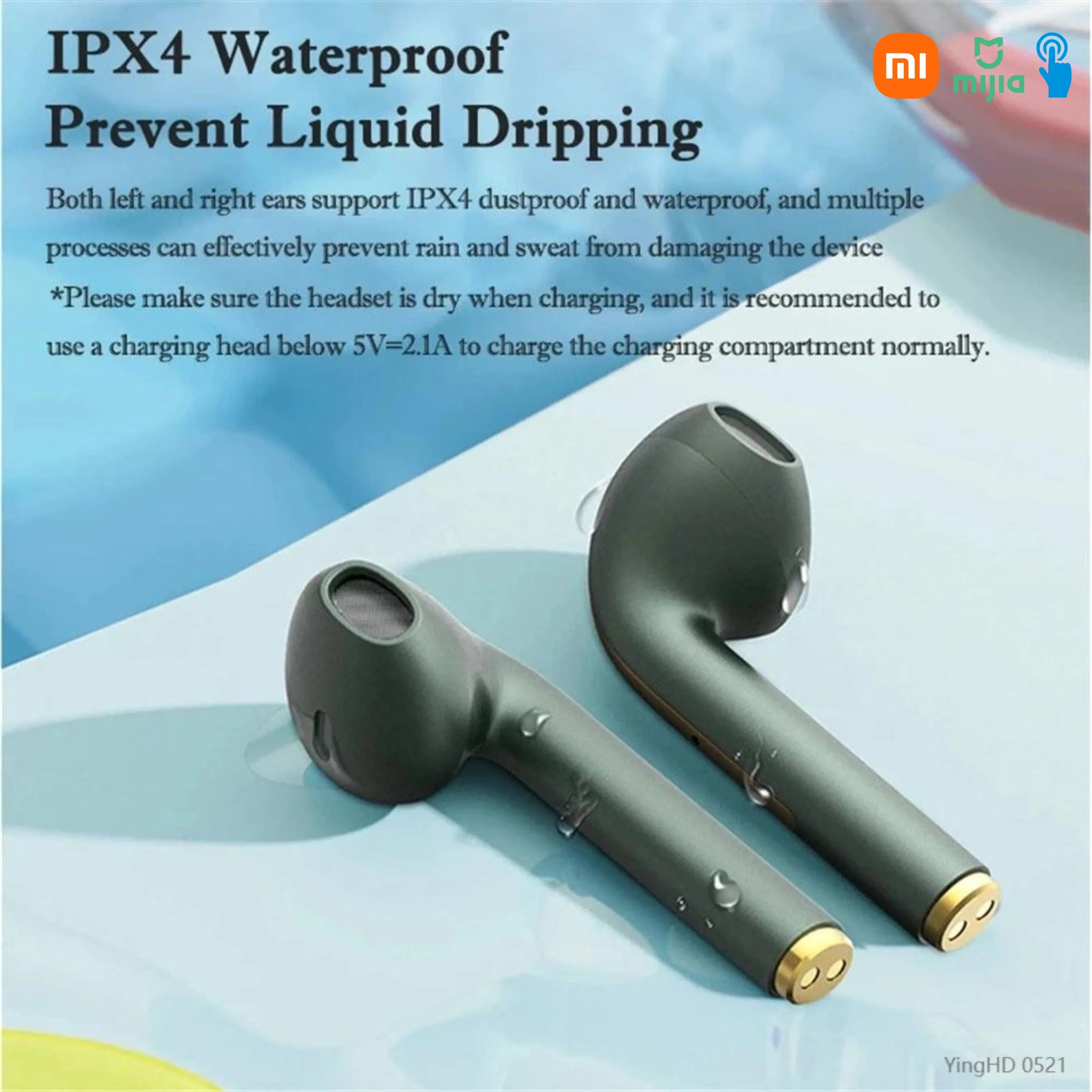 سماعة رأس بلوتوث Xiaomi J18 داخل الأذن، ميكروفون ستيريو HiFI يعمل باللمس، سماعة رأس للحد من الضوضاء