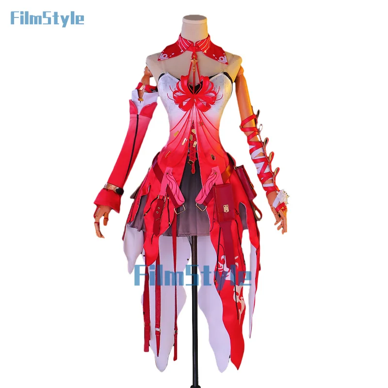 FilmStyle Wuthering Waves Phrolova Red Spider Lily Game Suit Elegant Dress Uniform Cosplay Costume Halloween Party Outfit Women