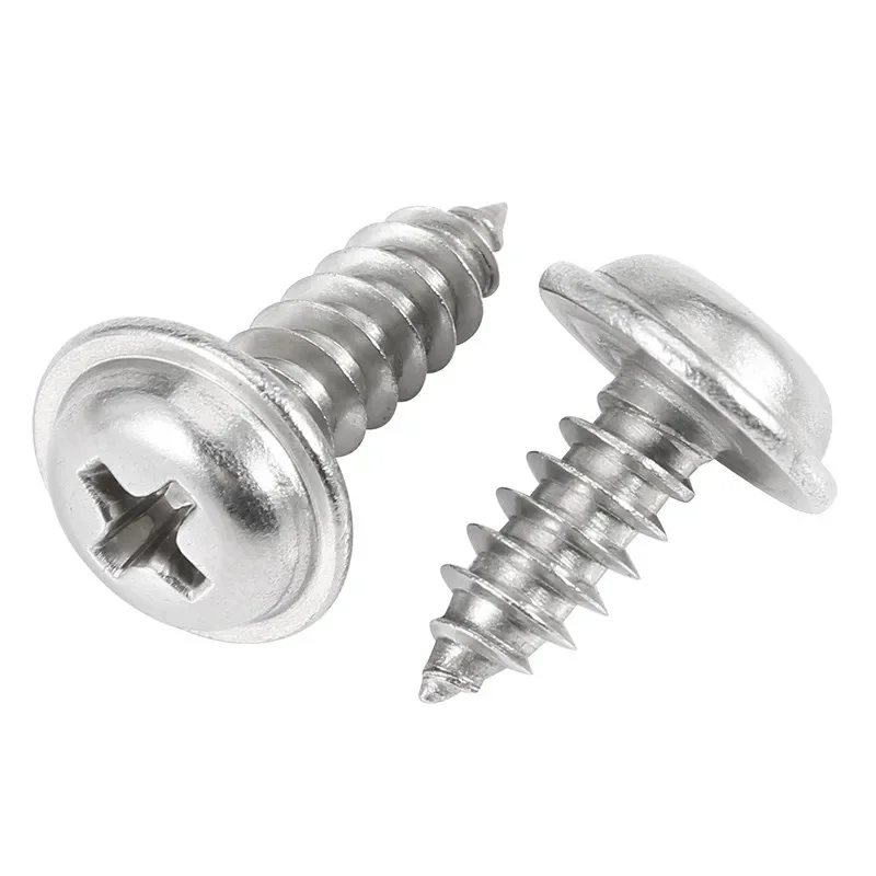 M1.7 M2 M2.3 M2.6 M3 M4 M5 Cross Round Head with Washer Self Tapping Screw 304 Stainless Steel Wood Screws