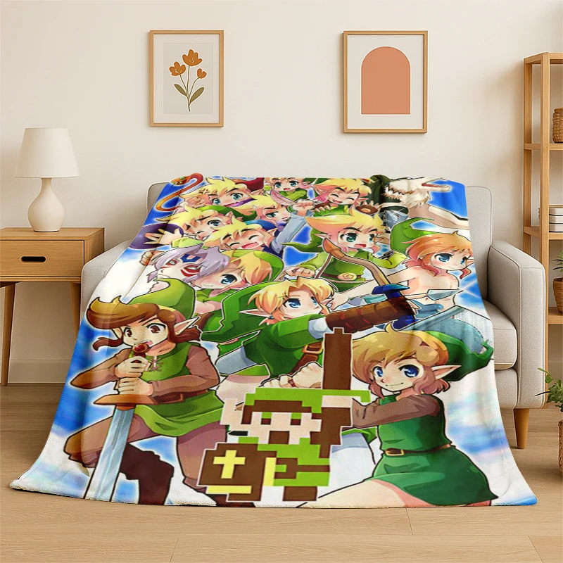 3D Retro Z-Zelda Cartoon Game Soft Plush Blanket,Flannel Throw Blanket for Living Room Bedroom Bed Sofa Picnic Hiking Napping