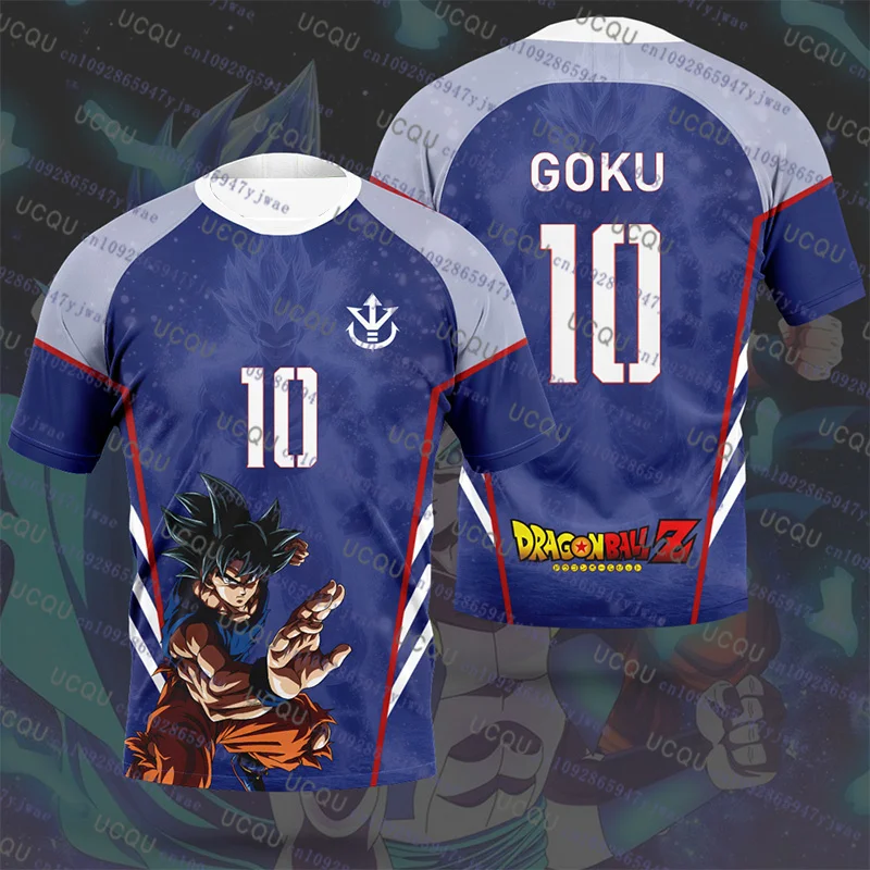Dragon Ball Goku végéta maillot de Football pour hommes Bandai Cosplay t-shirt été femmes hommes enfant dessin animé japon Anime Sport t-shirt hauts