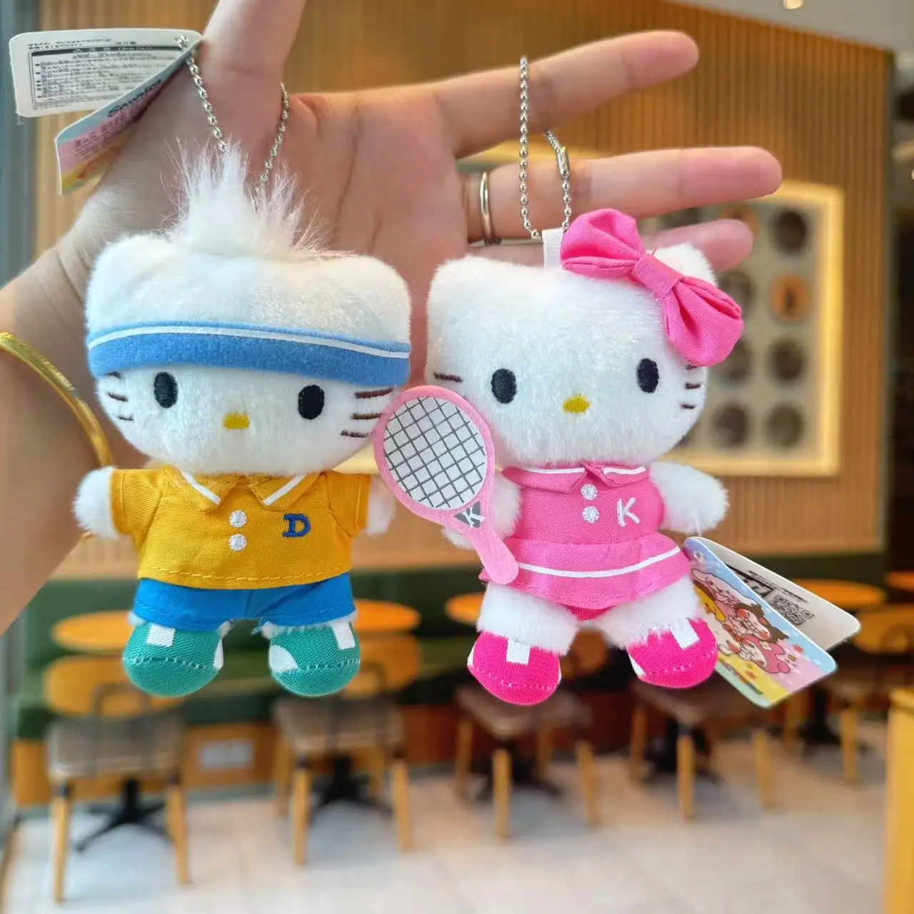 

MINISO Cartoon Animation New Tennis Series Cute KT Daniel Couple Bag Pendant Keychain Pendant Bag Parts Accessories