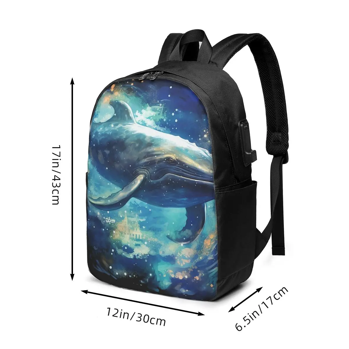 Deep Sea Luminous Starry Sky And Whale Backpack Travel Notebook Bag Computer College Student School Bag Laptop Shoulder Bags