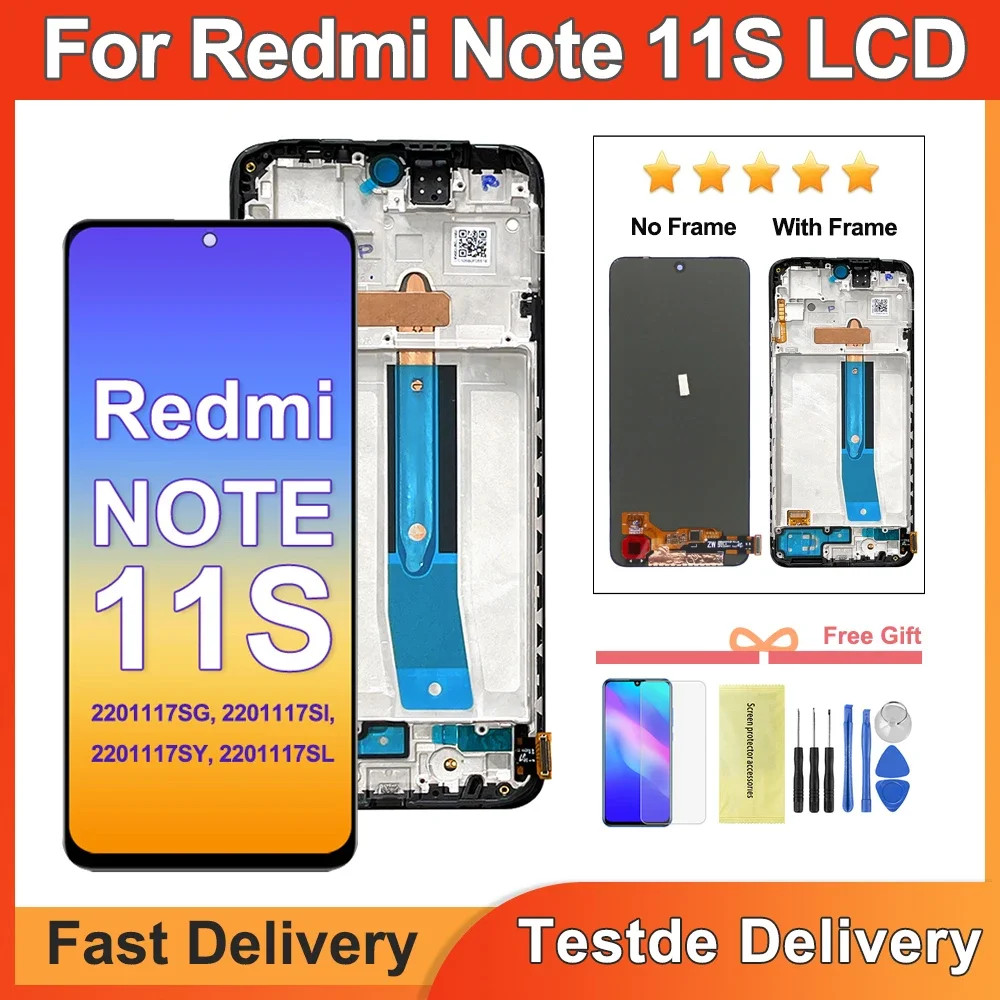 

6,43 ''AMOLED для Xiaomi Redmi Note 11S ЖК-дисплей 2201117SG, 2201117SI ЖК-дисплей с цифровым преобразователем сенсорного экрана в сборе для Redmi Note11S 4G экран