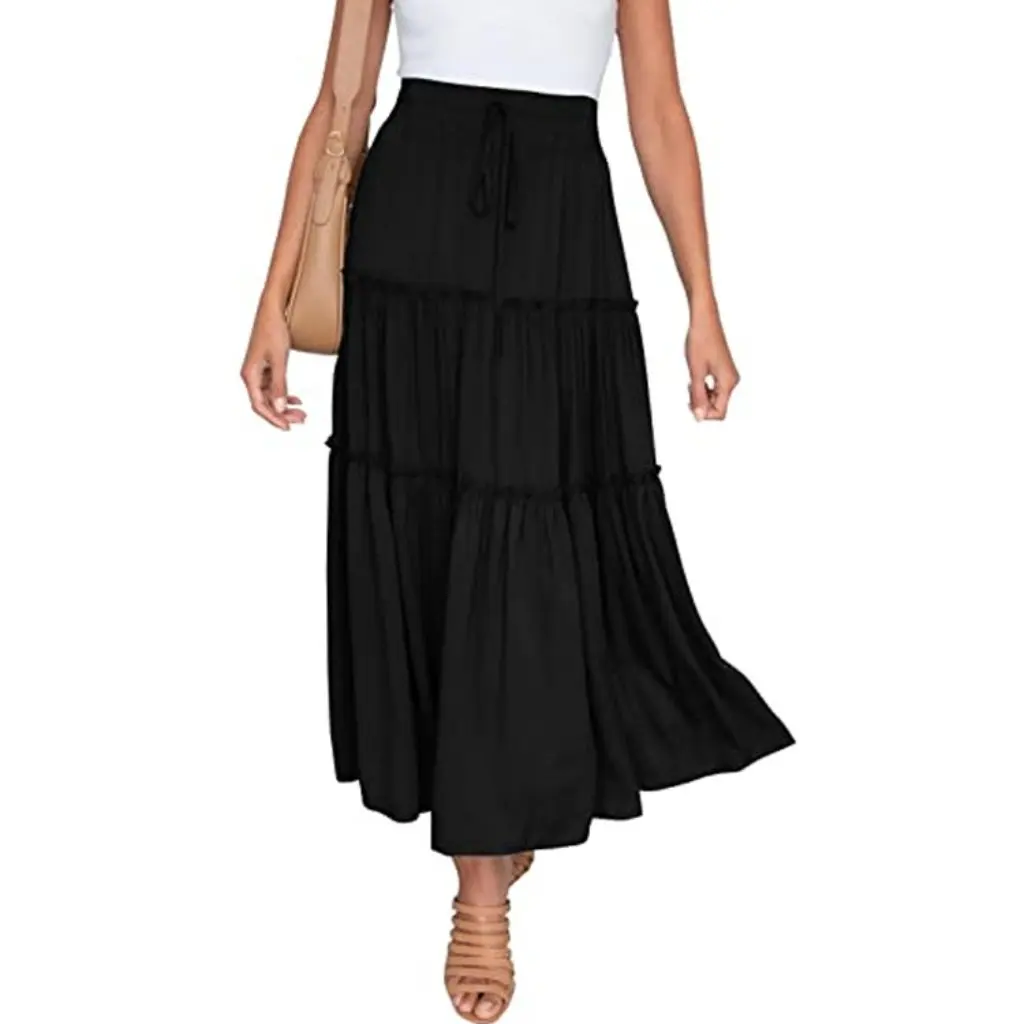 Women's High Waist Mid-length Bohemian A-line Dress Pleated Floating Skirt European And American Style