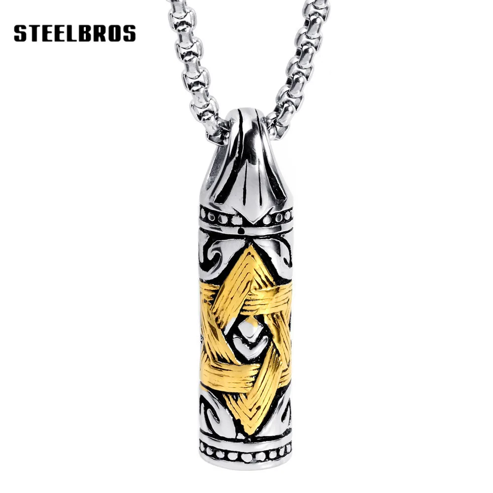 STEELBROS 2025 Stainless Steel Hexagram Pendant Star Of David Necklace Men Women Israel Judaism Religious Jewelry Dropshipping