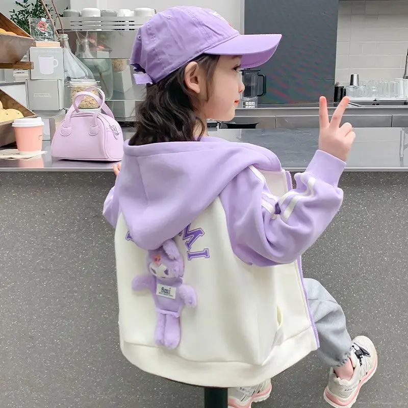 

Kawaii Kuromi Sanrio Student Cartoon Cute Sportswear Comfortable Long Sleeve Coat Children Windproof Jacket Gift for Girls